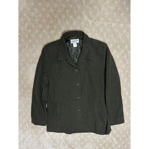 Vintage Pendleton Blazer Women's 14 Dark Green 100% Virgin Wool 3-Button USA